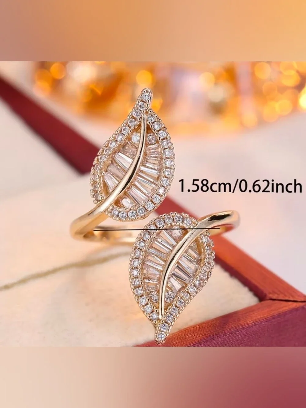 $8 Each Or Bundle 5/$20 Elegant Gold Leaf Crystal Adjustable Wrap Ring